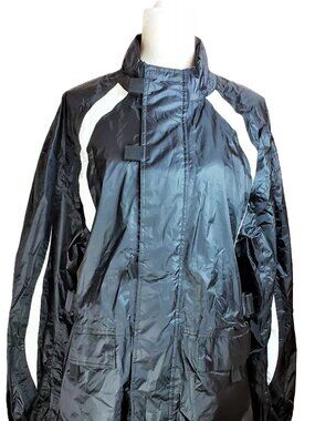 Fulmer Womens Motorcycle Rain Jacket Large Black White Reflective Adjustable